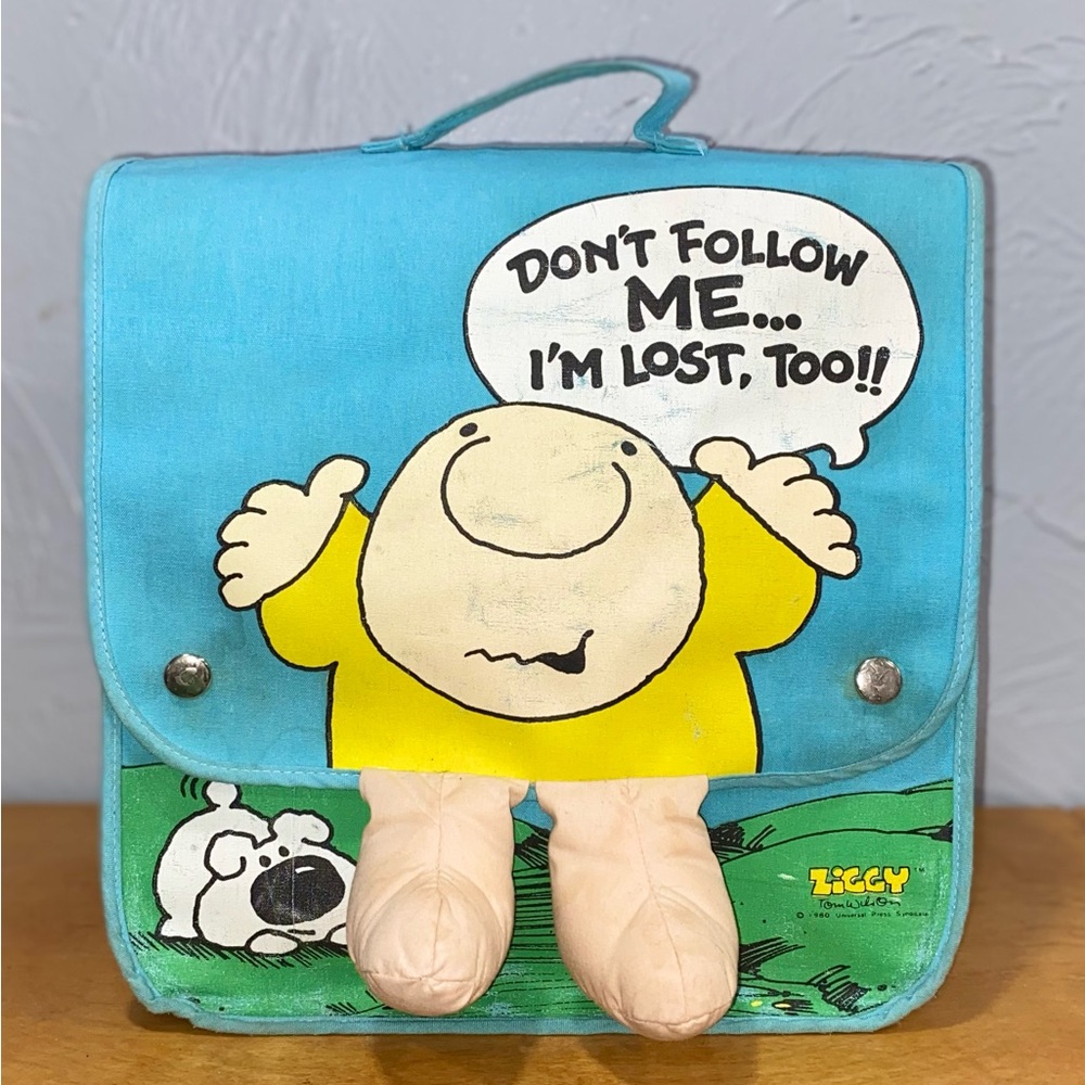 Vintage 1980s Ziggy 3-D Turquoise “Don’t Follow Me” Backpack